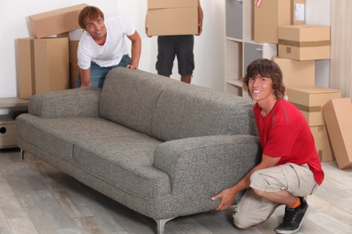 Business relocation checklist and packed office supplies for a Stockwell office move