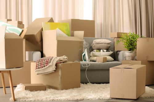 Packed household items ready for transport during a Stockwell removal