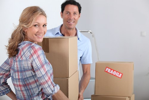 Packed household items ready for removal service in a Stockwell flat