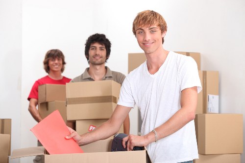 Packed boxes and home items ready for a flat move in Stockwell