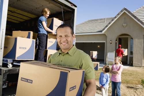 Furniture and boxes loaded into a removal truck